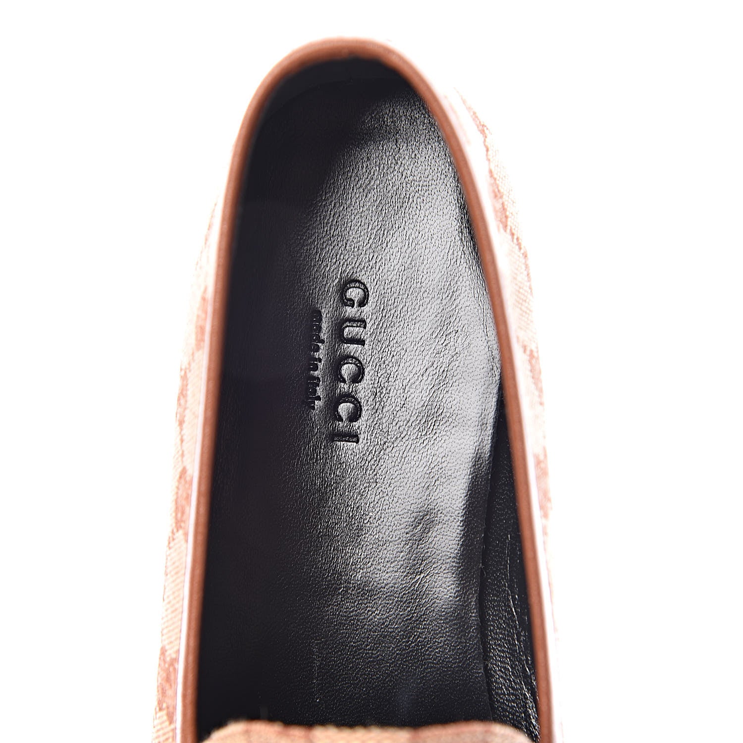 Gucci Canvas GG Monogram Horsebit Womens Jordaan Loafers 38 Beige Ruggine Rust 8 of 9