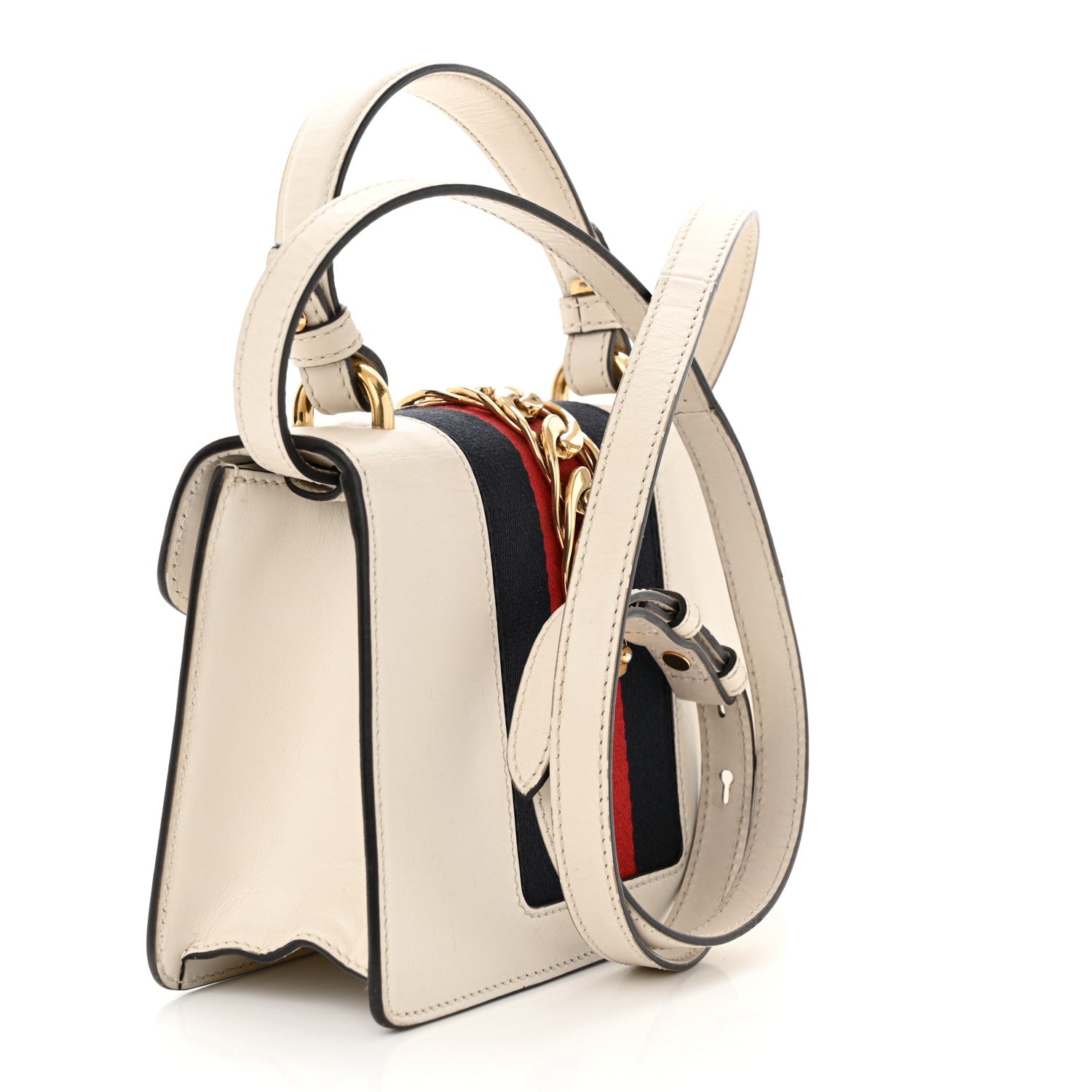 Gucci Calfskin Mini Sylvie Top Handle Bag White 3 of 18