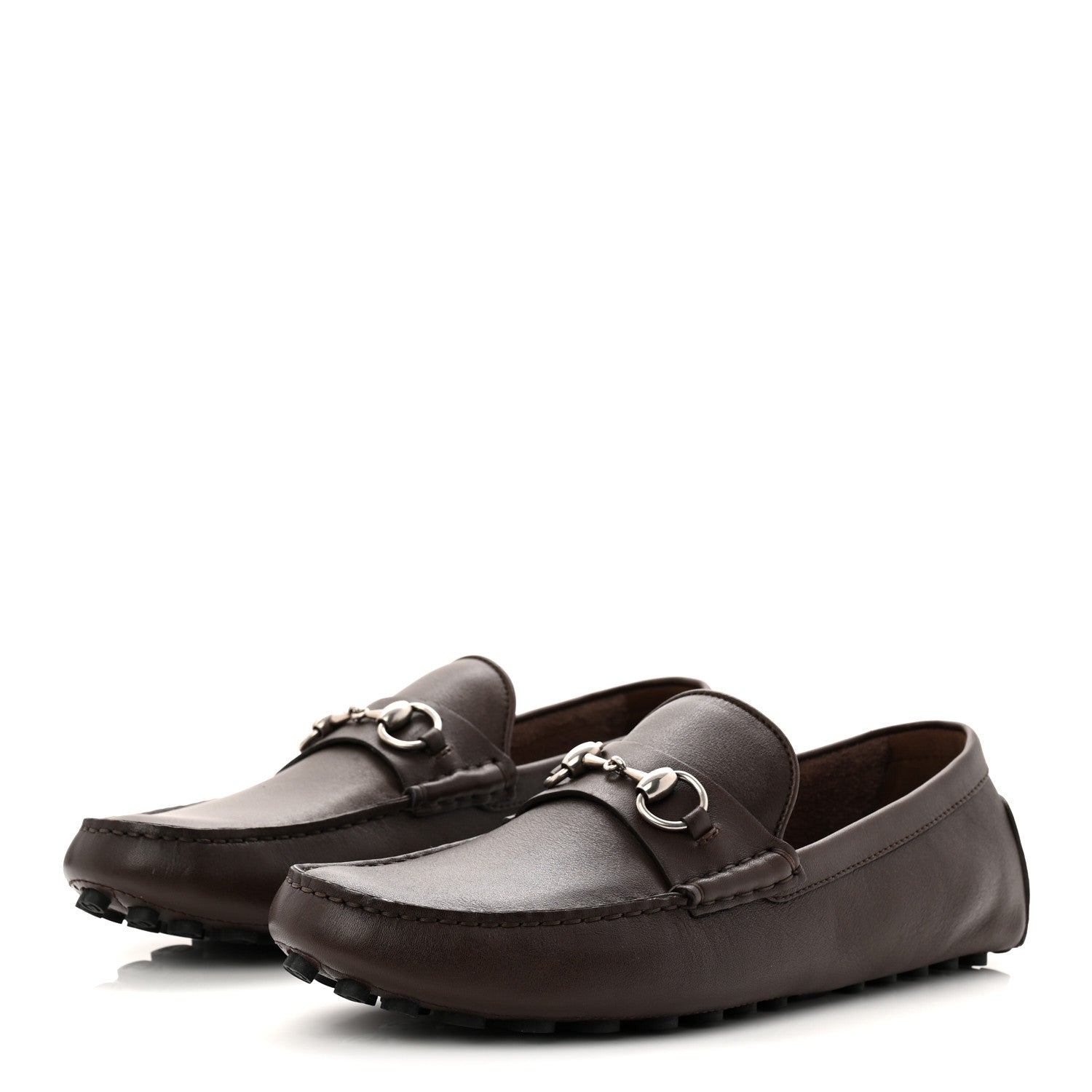 Gucci Soft Clove Calfskin Mens Horsebit Driver Loafers 9 Cocoa 3 of 8