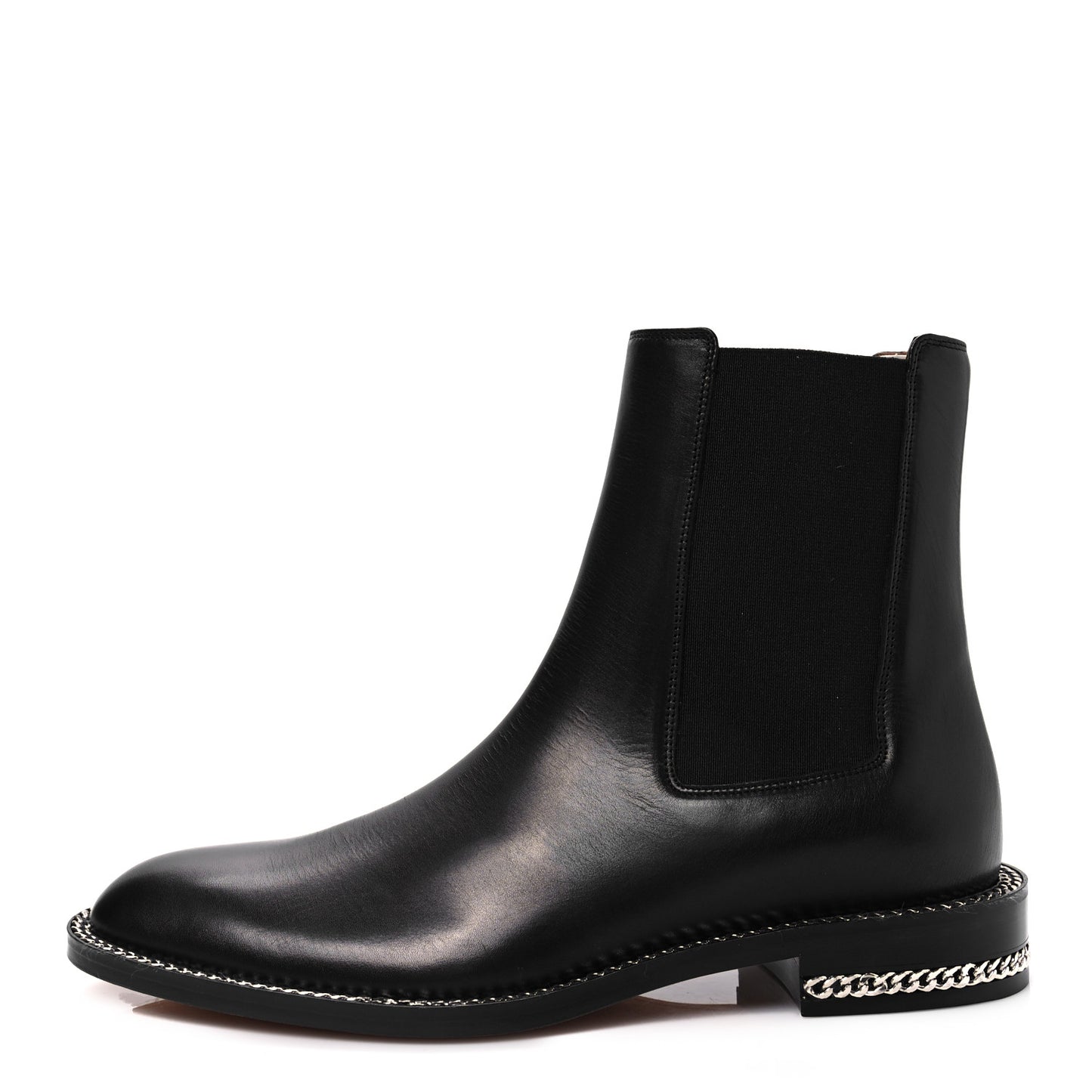 Calfskin Chain Boots 38 Black