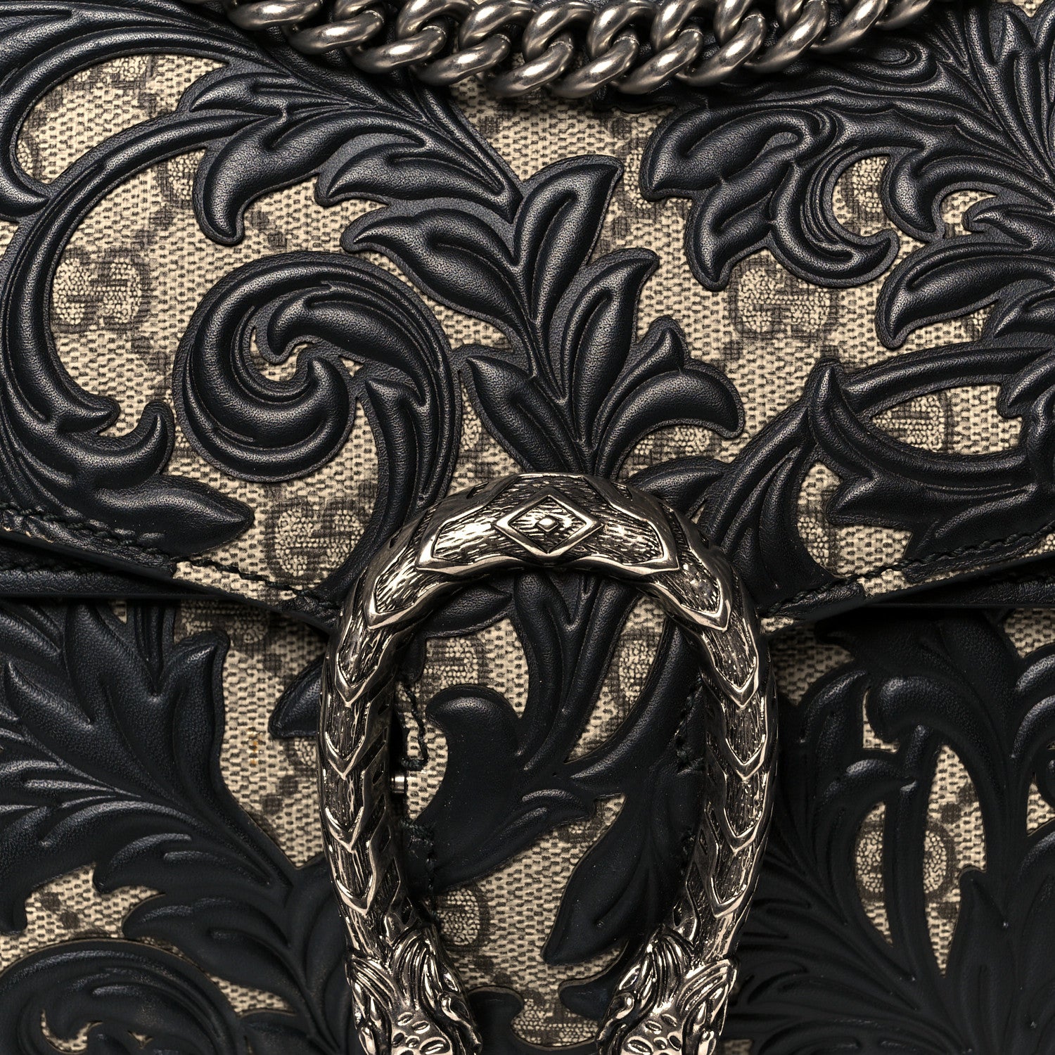 Gucci GG Supreme Monogram Arabesque Medium Dionysus Shoulder Bag Black 8 of 10