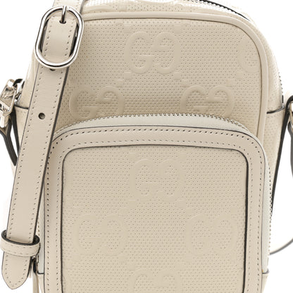 Gucci Calfskin GG Tennis Embossed Mini Double Zip Messenger Bag Mystic White 8 of 11