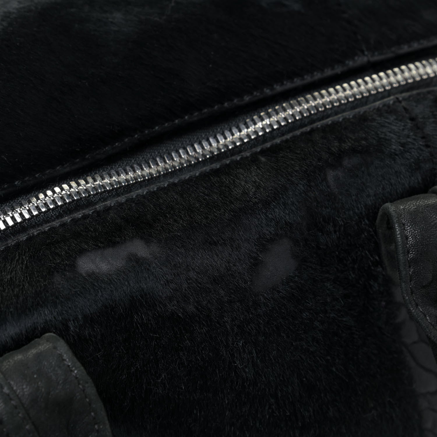 Alexander Wang Pebbled Lambskin Pony Hair Rocco Duffle Black Silver Hardware 10 of 12