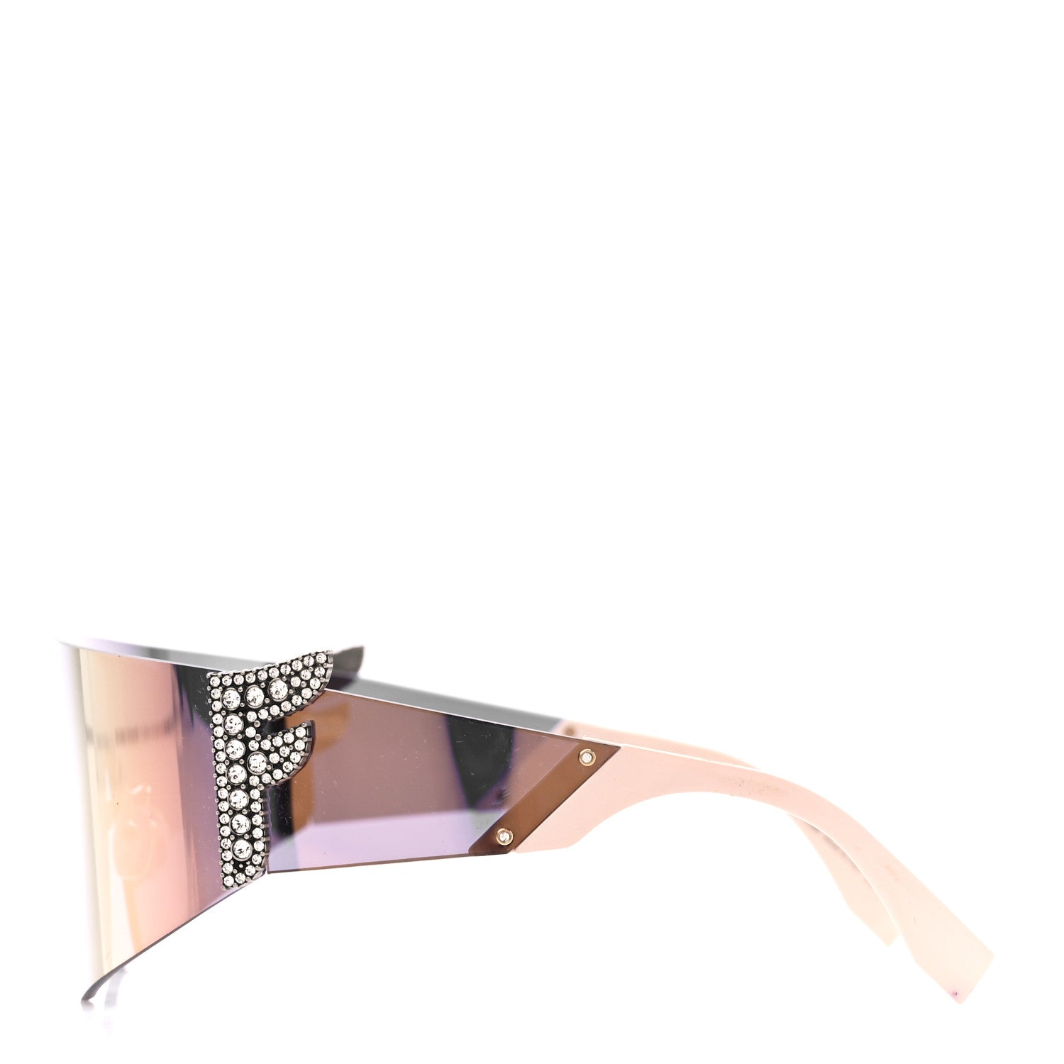 Fendi Mirrored Crystal Embellished FFreedom Shield Sunglasses FF 0382/S Pink 3 of 9