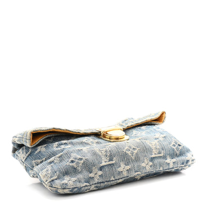 Louis Vuitton Monogram Denim Pochette Plat Clutch Blue 4 of 7