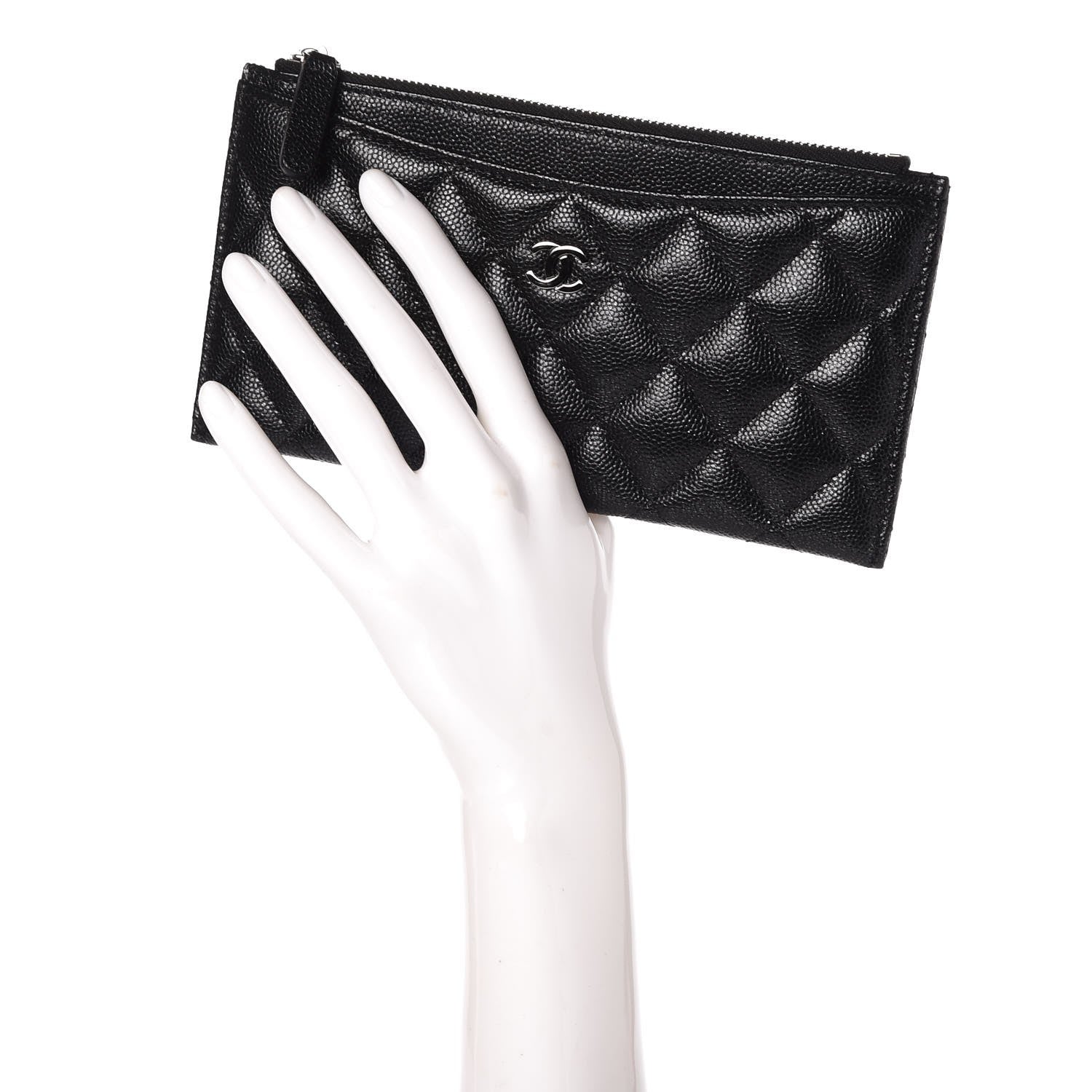Chanel Iridescent Caviar Quilted Classic Zip Pouch Black 2 of 8