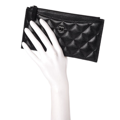 Chanel Iridescent Caviar Quilted Classic Zip Pouch Black 2 of 8