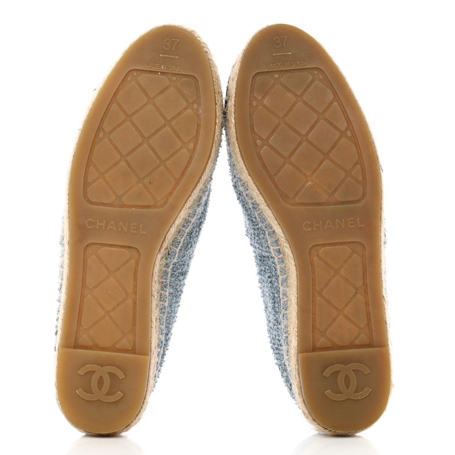 Chanel Fabric Grosgrain CC Espadrille 37 Blue Light Gray Black 5 of 14