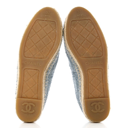 Chanel Fabric Grosgrain CC Espadrille 37 Blue Light Gray Black 5 of 14