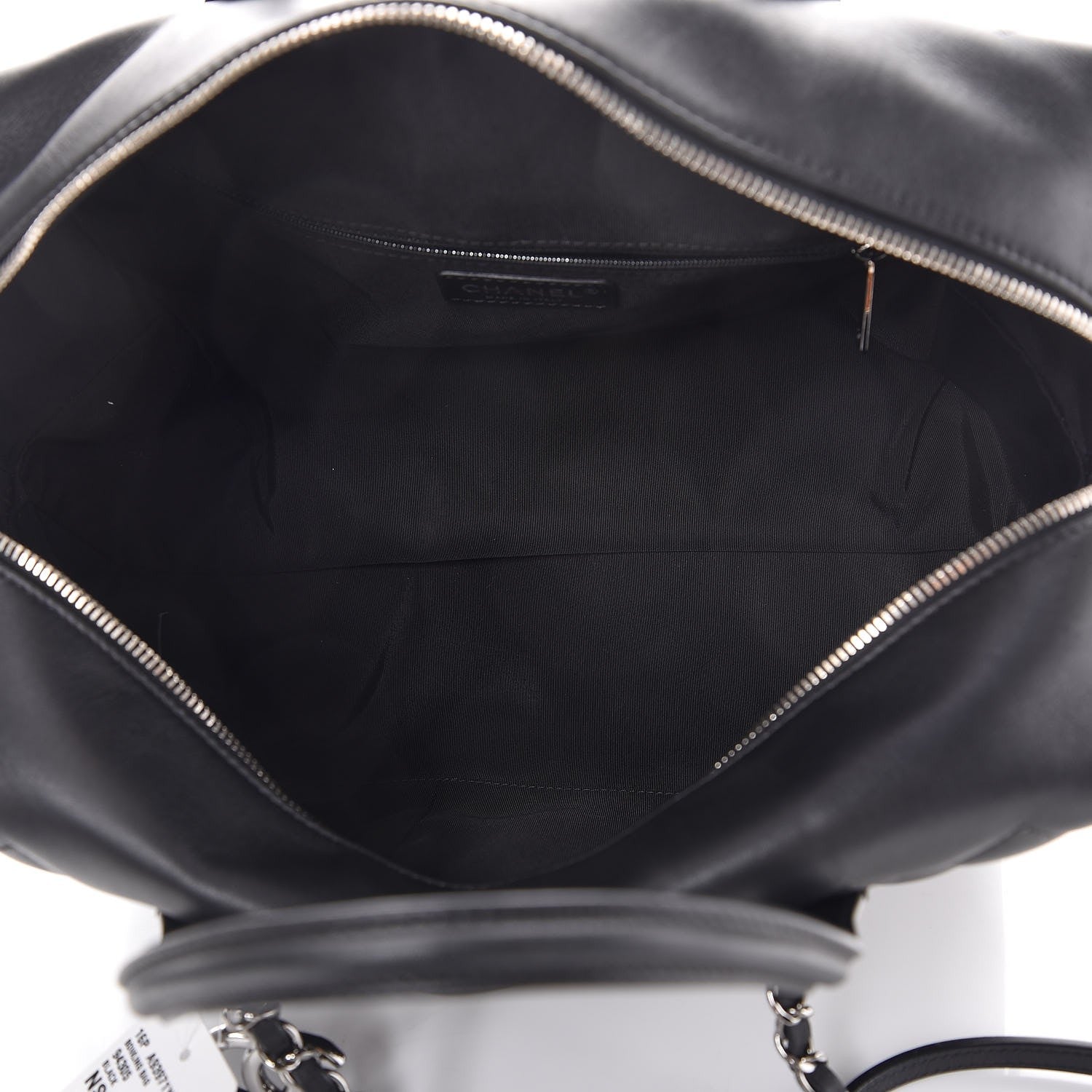 Chanel Calfskin Quilted Feather Weight Bowling Bag Black 8 of 13