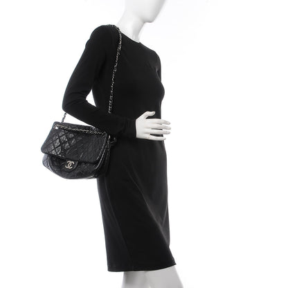 Chanel Crackled Calfskin Quilted Large Flap Black 3 of 8