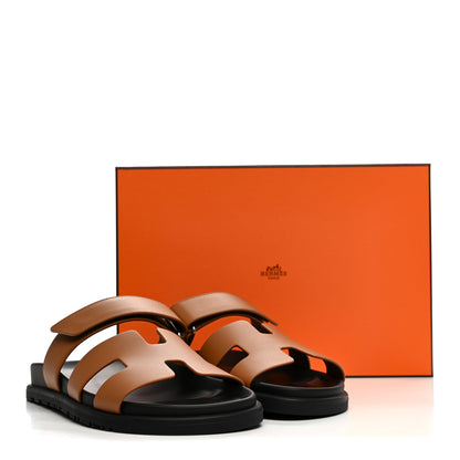 Hermes Calfskin Womens Chypre Sandals 37 Gold 10 of 10