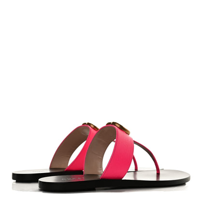 Gucci Calfskin GG Marmont Thong Sandals 37 Fuxia Fluo 4 of 12