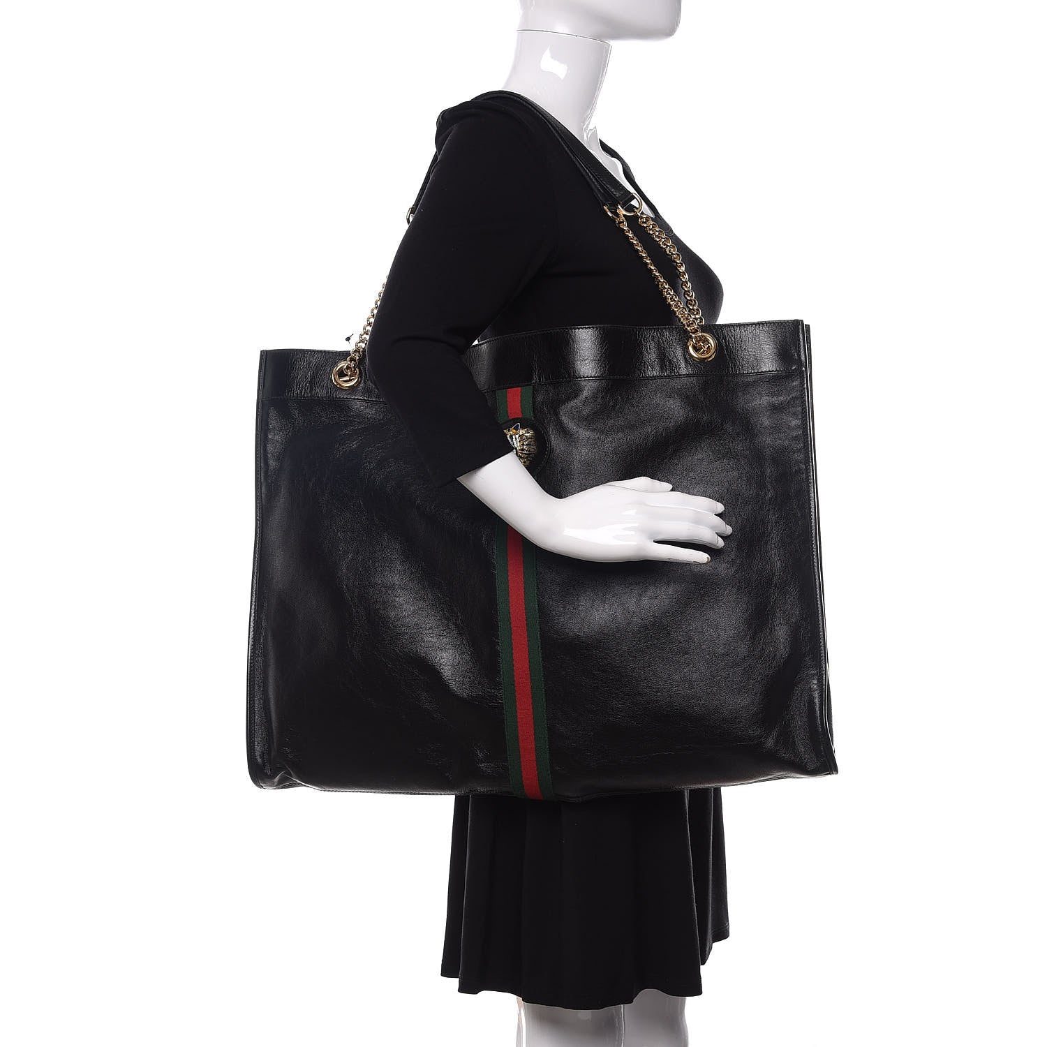 Gucci Calfskin Large Rajah Chain Tote Black 2 of 6