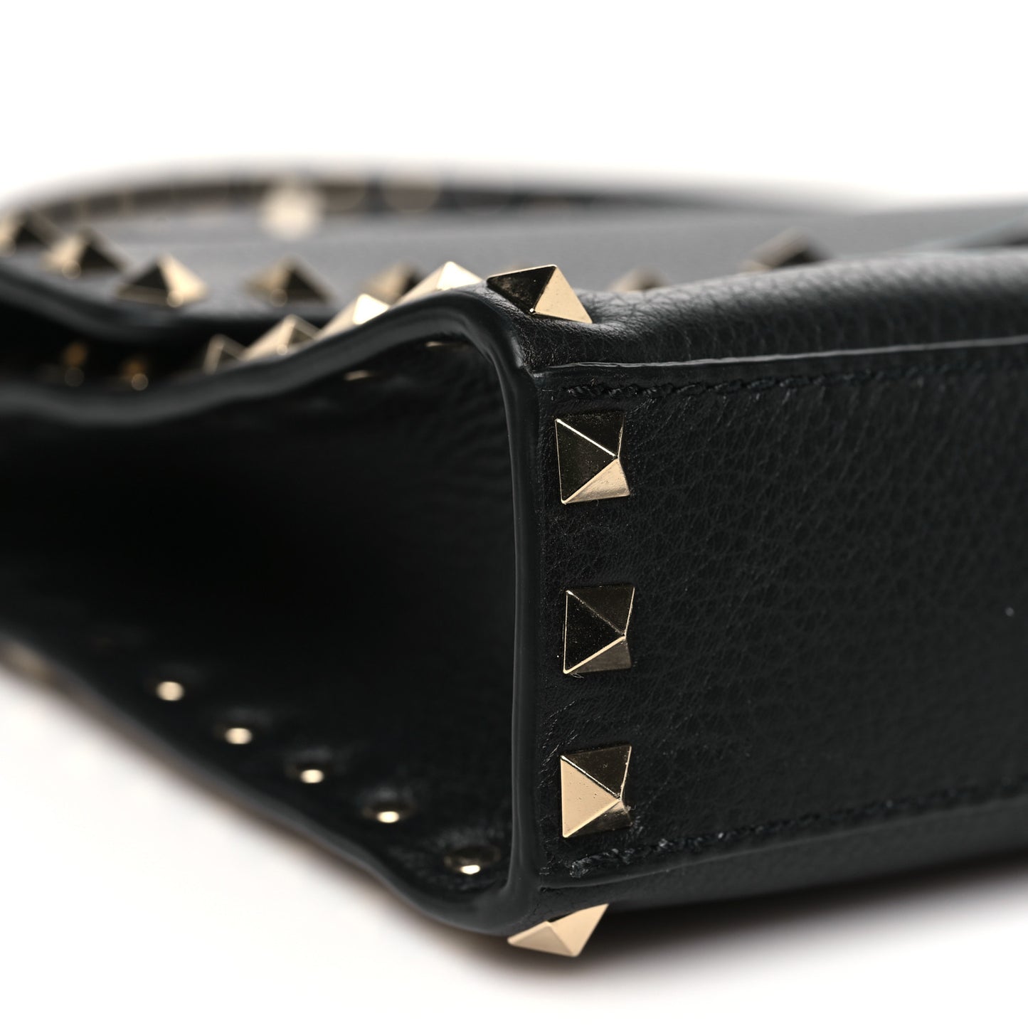 Pebbled Calfskin Medium Rockstud Flip Lock Crossbody Bag Black
