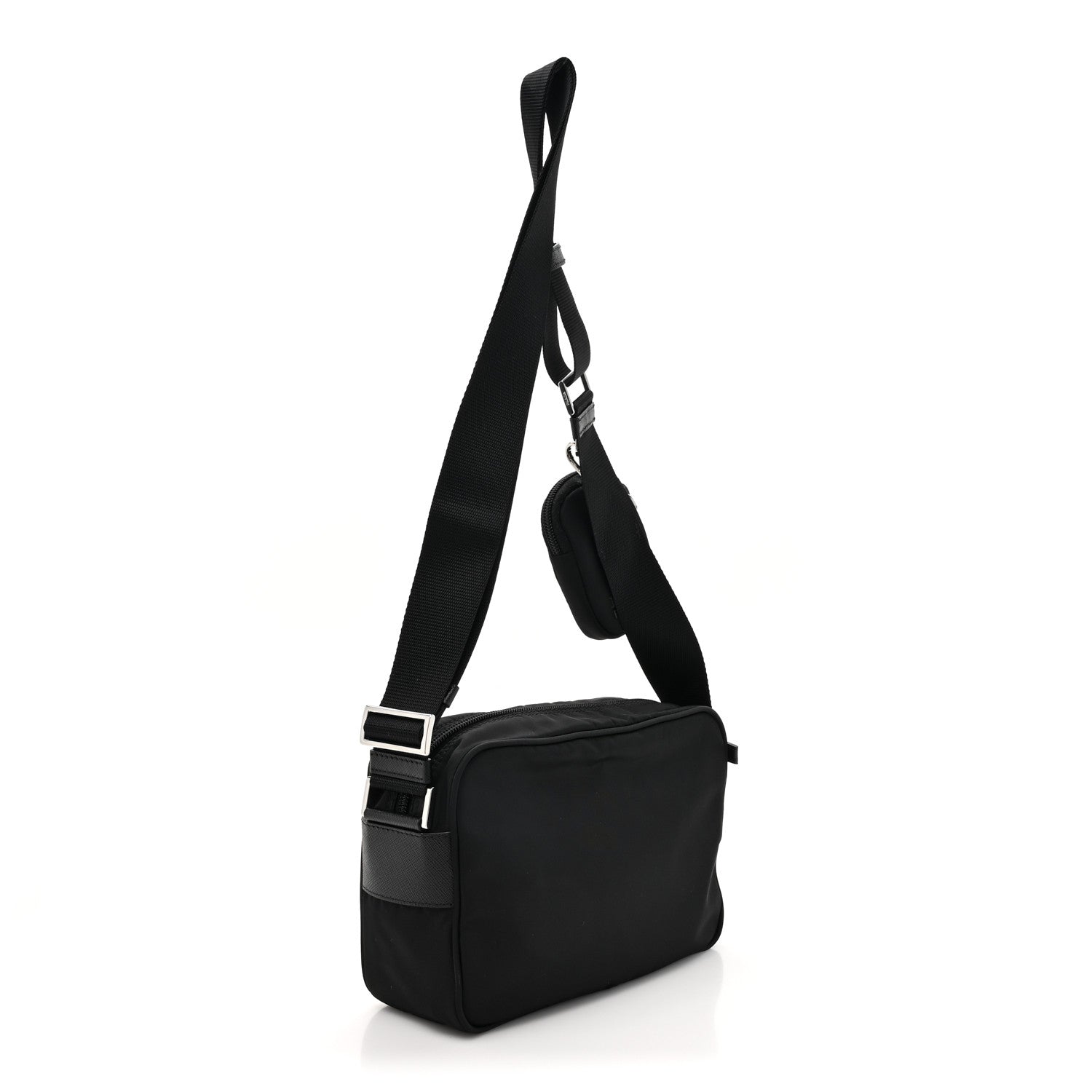Prada Re-Nylon Vela Saffiano Pocket Double Zip Shoulder Bag Black 3 of 10