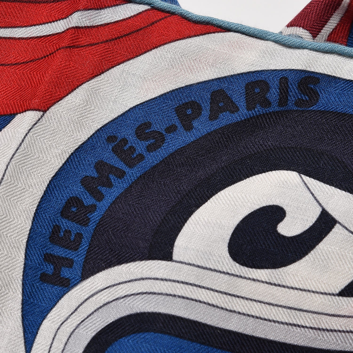 Hermes Cashmere Silk Faubourg Rainbow Shawl 140 Marine Rouge White 4 of 6