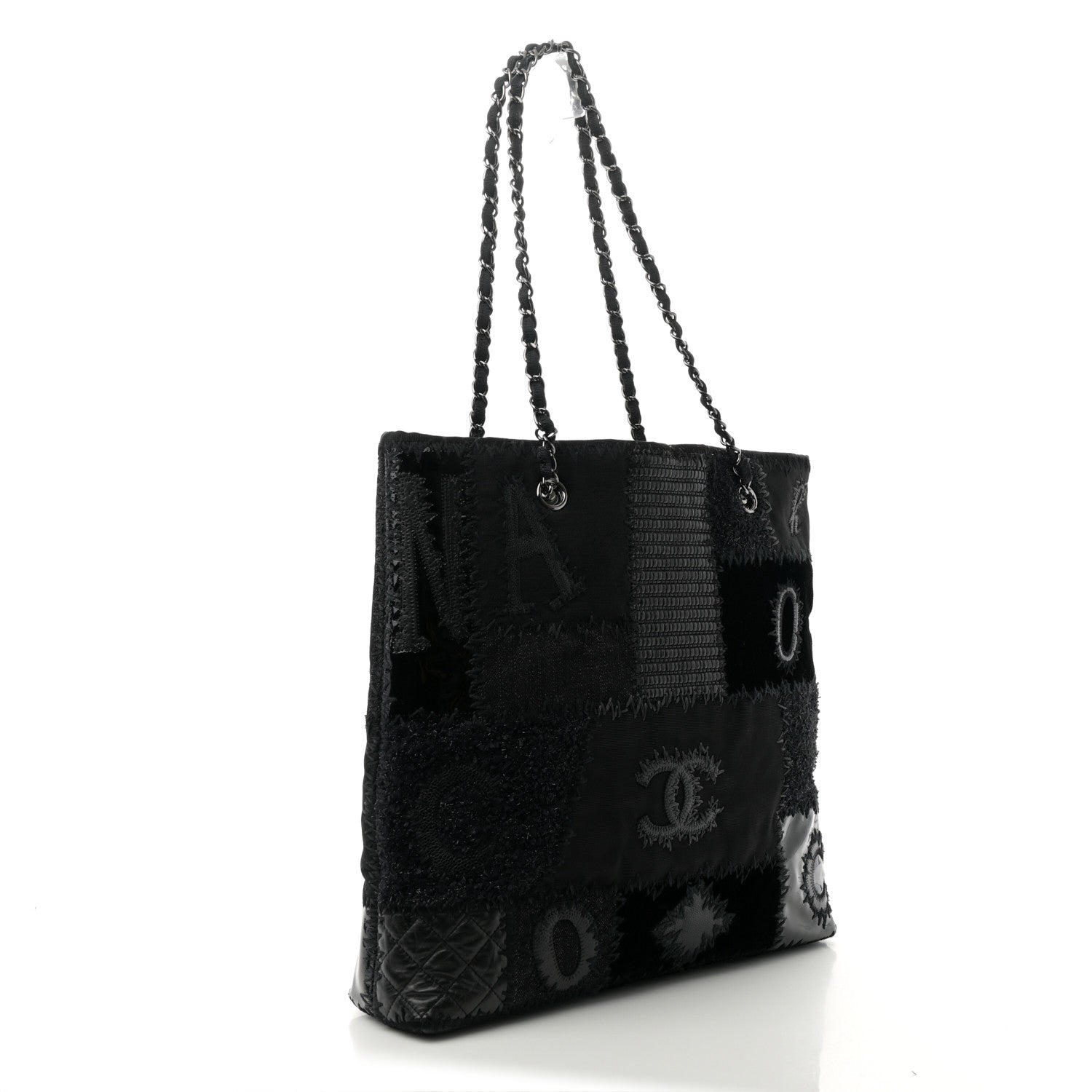 Chanel Tweed Patchwork Tote Black 3 of 10