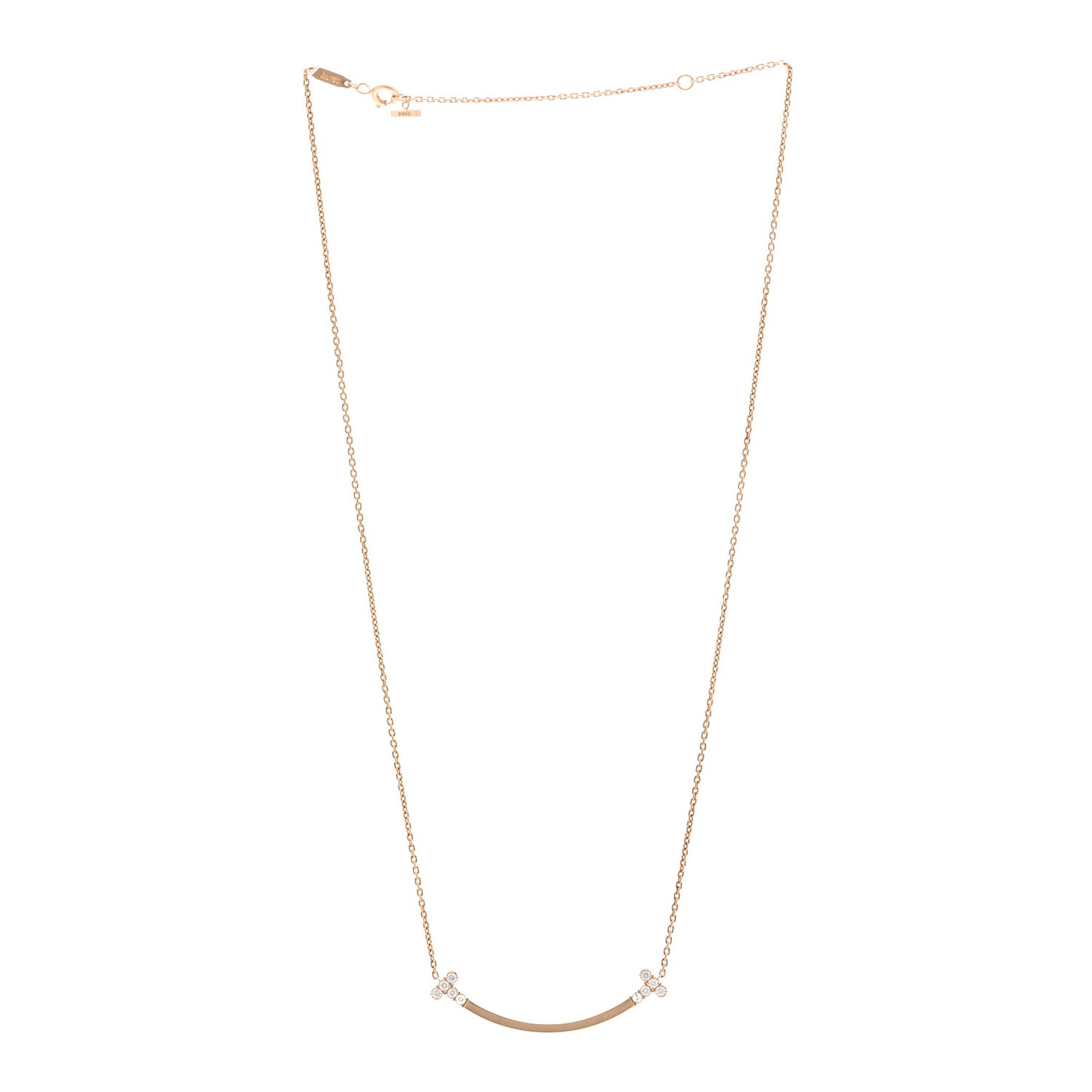 18K Rose Gold Diamond .19ctw Medium T Smile Pendant Necklace