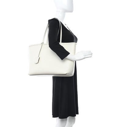 Jimmy Choo Smooth Calfskin Studded Pearl Tote White 2 of 12