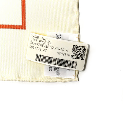 Hermes Silk Lift Profile Scarf 90 Creme Beige Gris 4 of 6