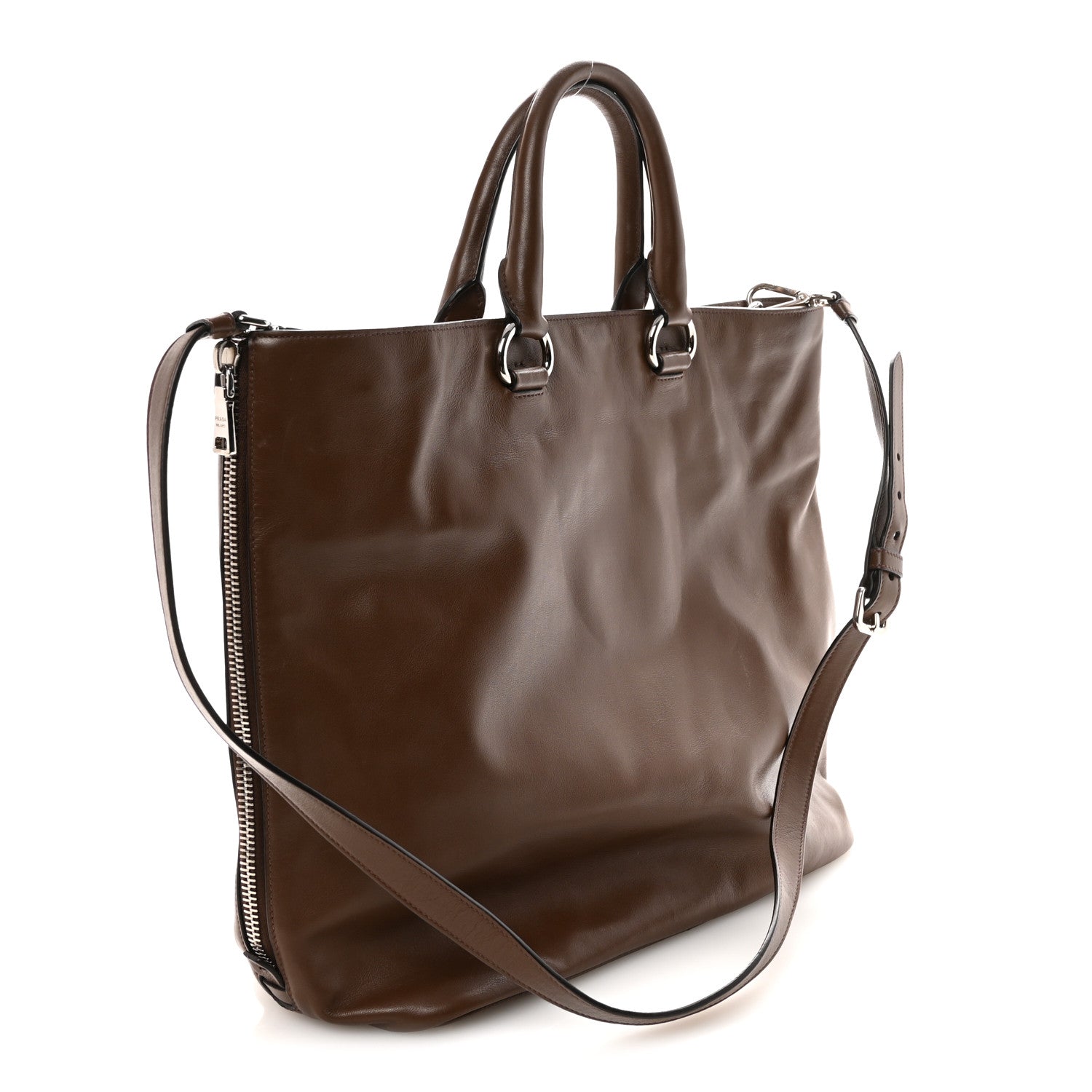 Prada Soft Calf Shopping Tote Palissandro 3 of 9
