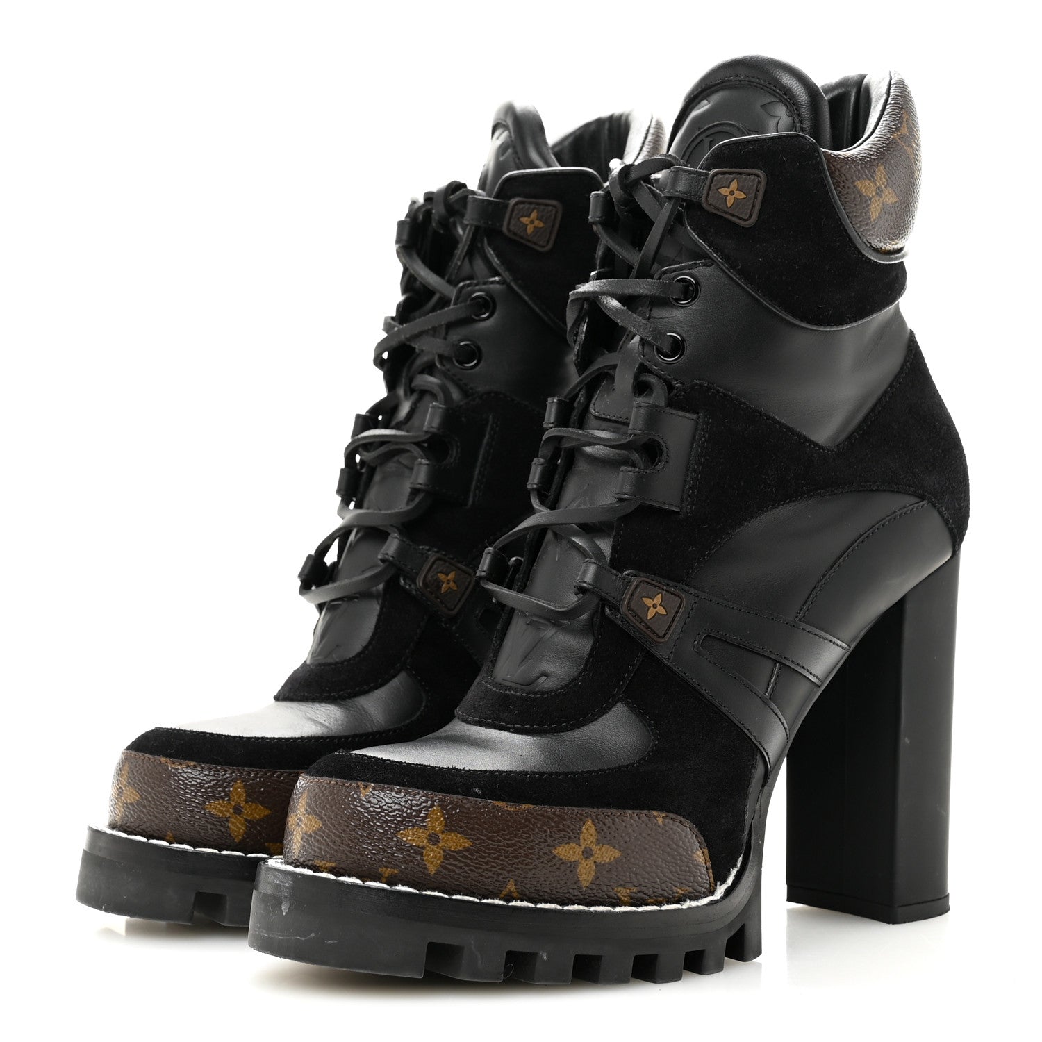 Louis Vuitton Suede Calfskin Monogram Star Trail Ankle Boots 39.5 Black 4 of 8