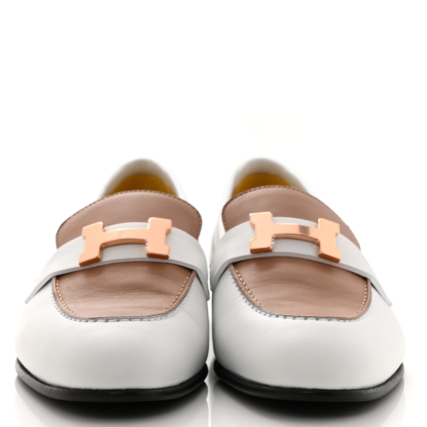 Hermes Calfskin Womens Paris Loafers 36 White Bois De Santal 2 of 8