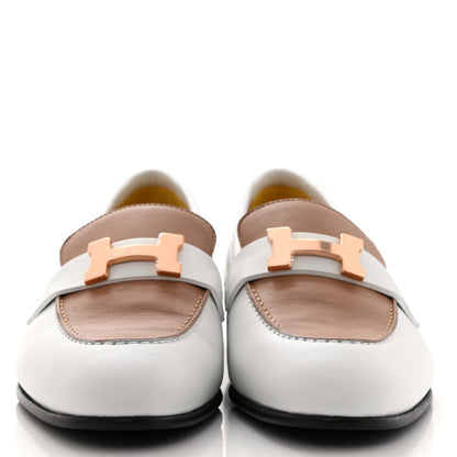 Hermes Calfskin Womens Paris Loafers 36 White Bois De Santal 2 of 8
