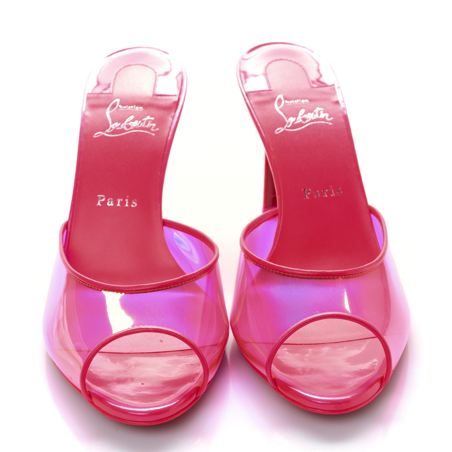 Christian Louboutin Patent Iridescent Spike 85 Slide Sandals 40
