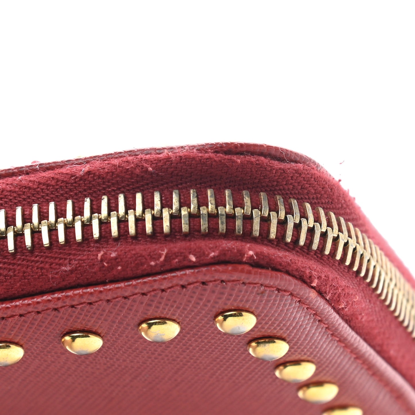 Saffiano Studded Zip Around Wallet Red