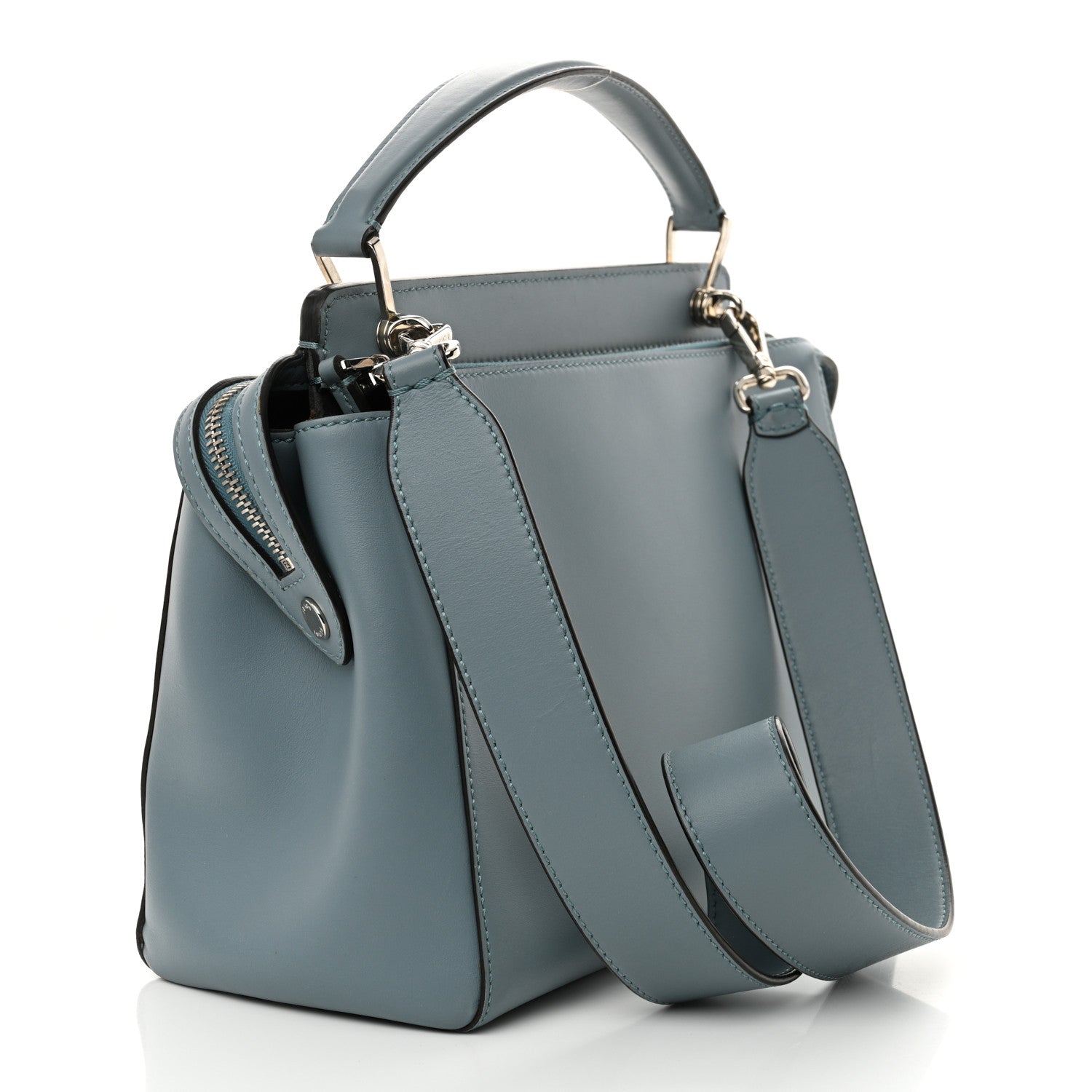 Fendi Vitello Baltico Dolce DotCom Satchel Blue 4 of 16