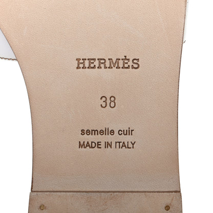 Hermes Box Calfskin Oran Sandals 38 White 6 of 9