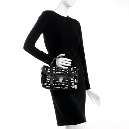 Proenza Schouler Jacquard Woodblock PS1 Tiny Satchel Black White 3 of 9