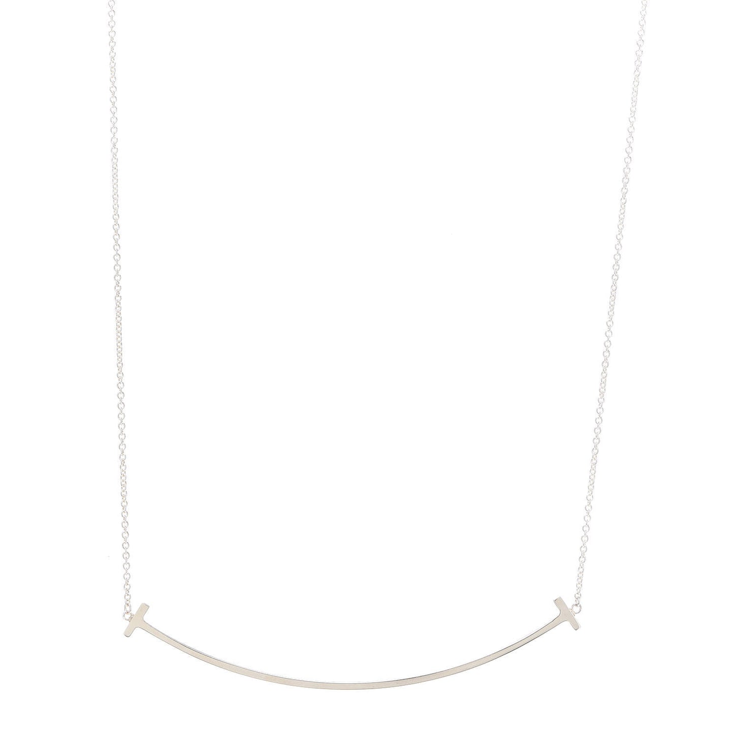 Sterling Silver Large T Smile Pendant Necklace