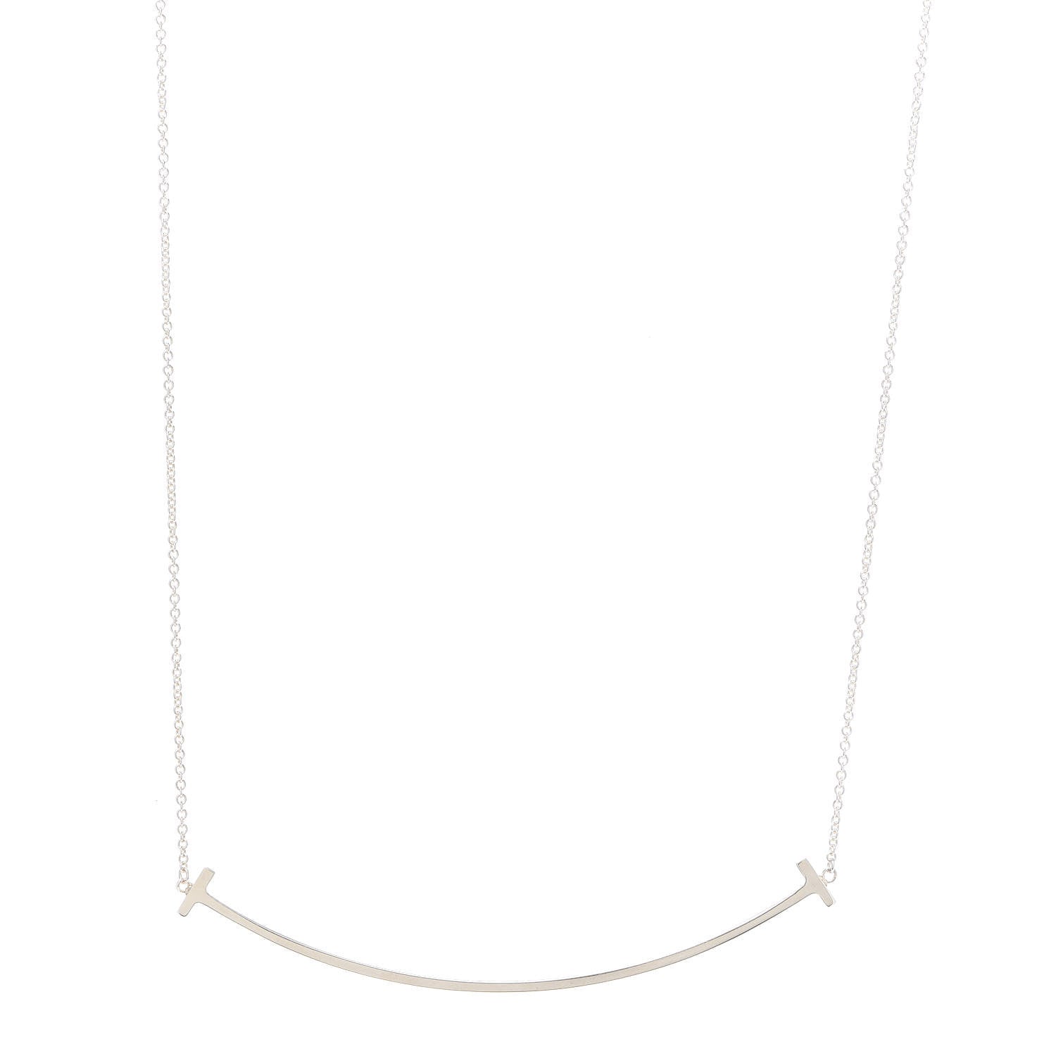 Tiffany Sterling Silver Large T Smile Pendant Necklace 1 of 6