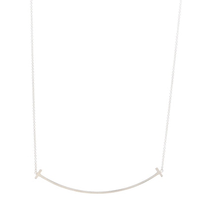 Tiffany Sterling Silver Large T Smile Pendant Necklace 1 of 6