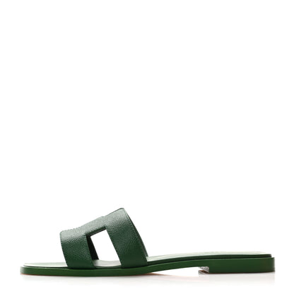Hermes Epsom Oran Sandals 37 Vert Cactus 1 of 9