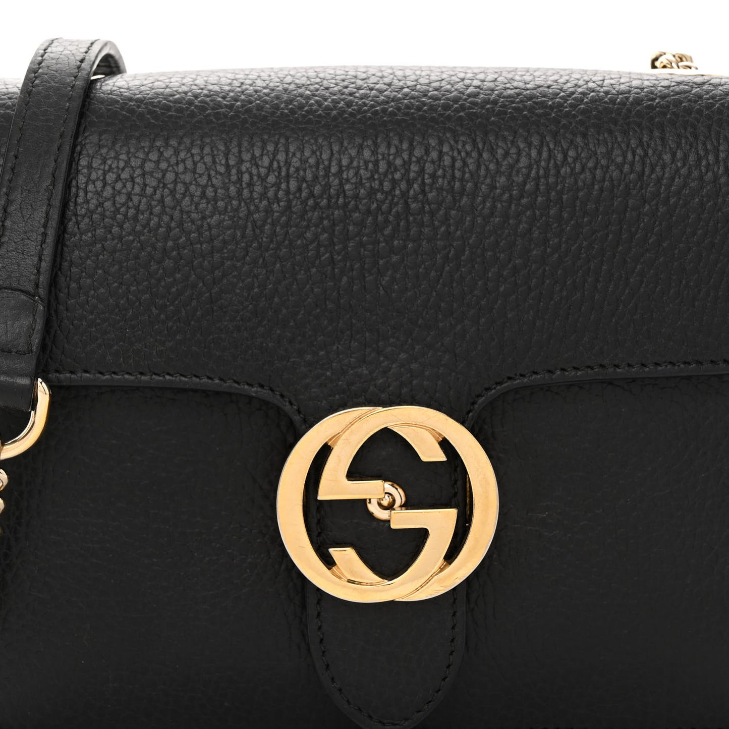 Dollar Calfskin Small Interlocking G Shoulder Bag Black