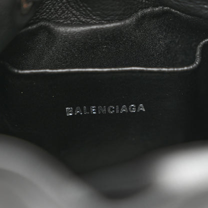 Balenciaga Smooth Calfskin Logo XS Everyday Drawstring Bucket Bag Black 6 of 10