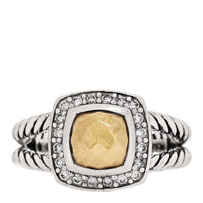 David Yurman Sterling Silver 18K Yellow Gold Diamond 7mm Petite Albion Ring 51 5.75 1 of 6