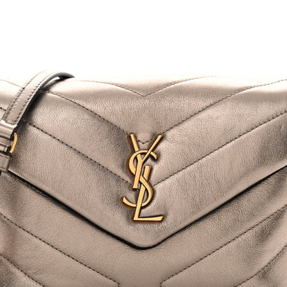 Saint Laurent Metallic Calfskin Y Quilted Monogram Toy Loulou Crossbody Bag Piombo 8 of 12