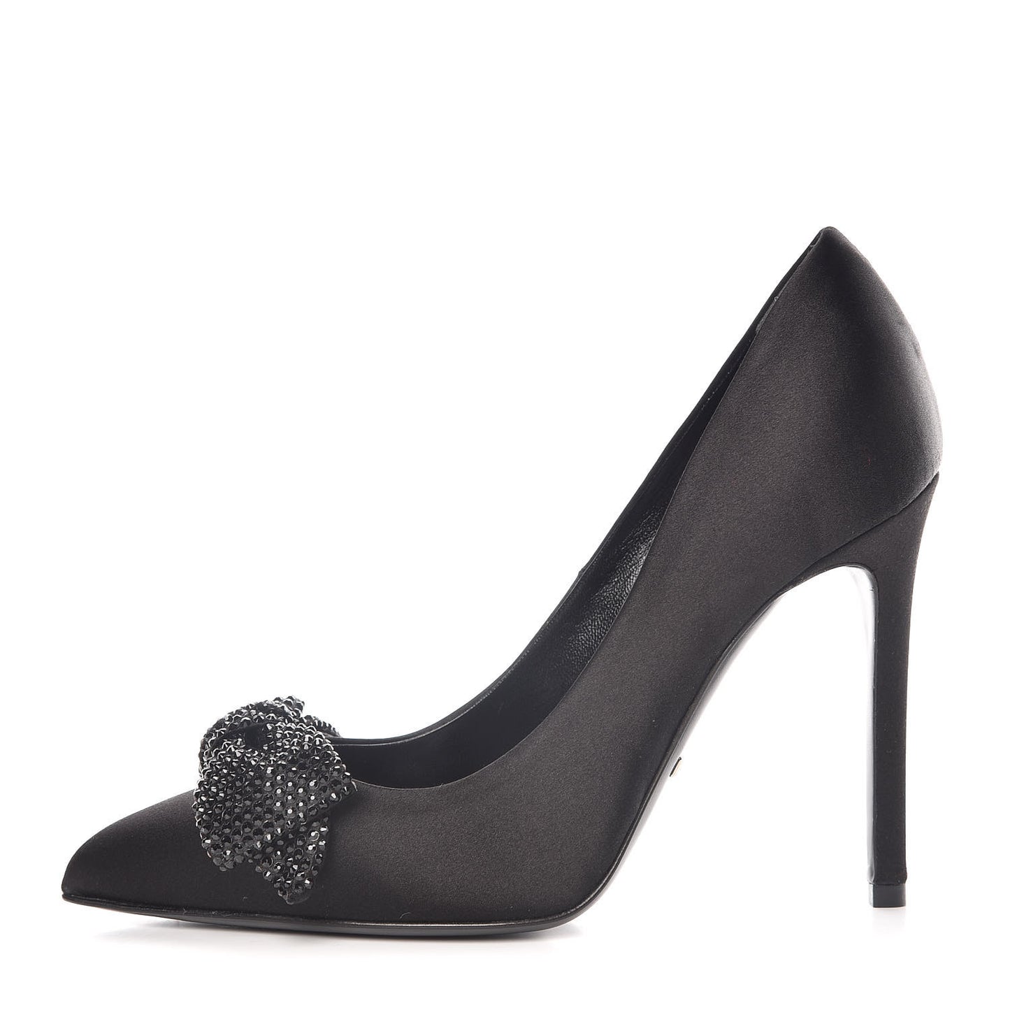 Satin Crystal Bow Pumps 35 Black