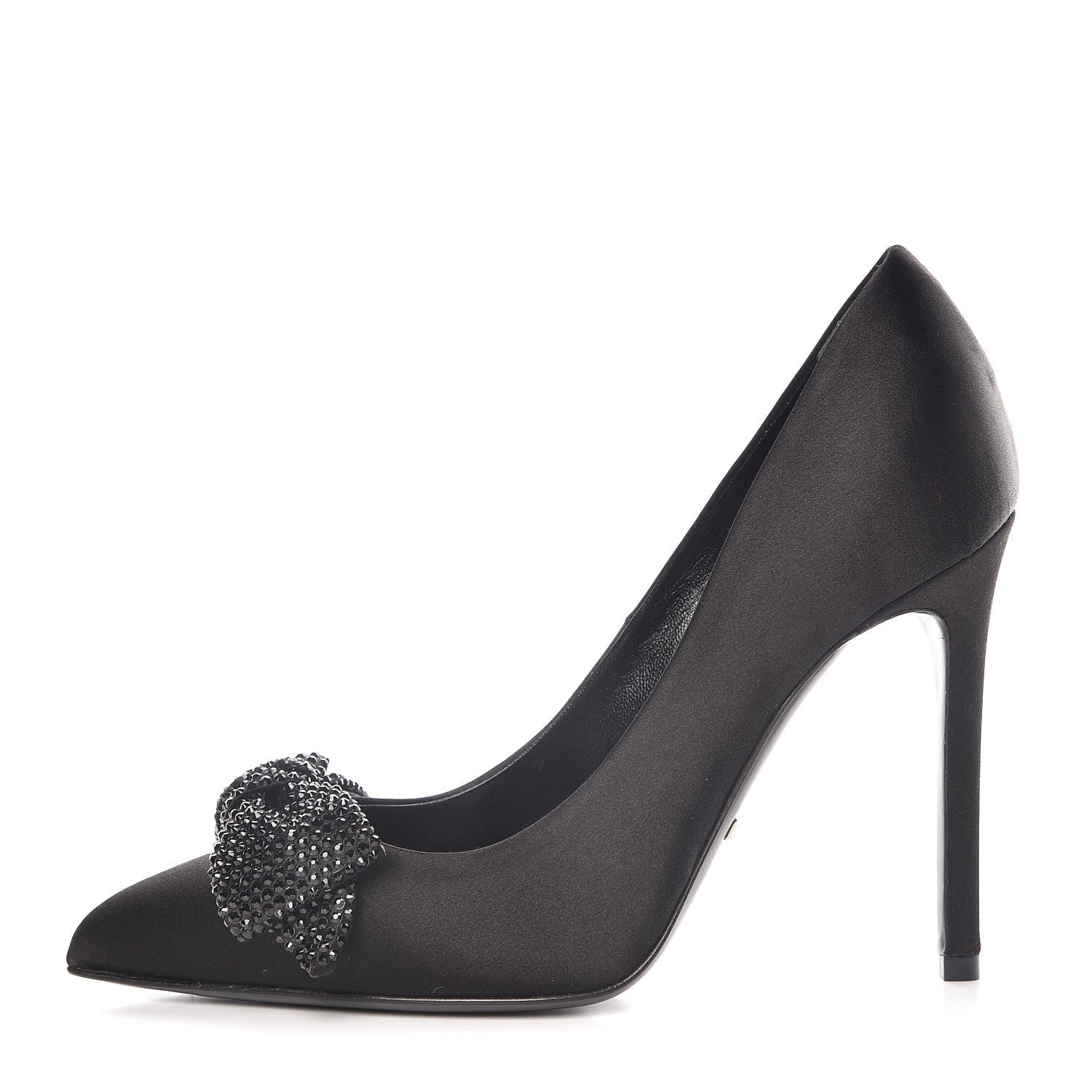 Gucci Satin Crystal Bow Pumps 35 Black 1 of 9