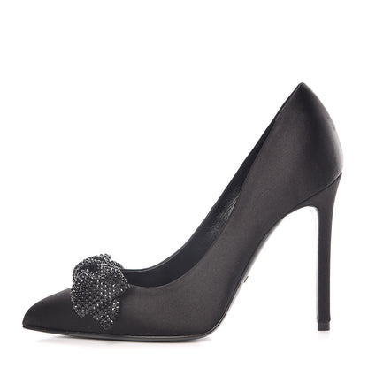 Gucci Satin Crystal Bow Pumps 35 Black 1 of 9