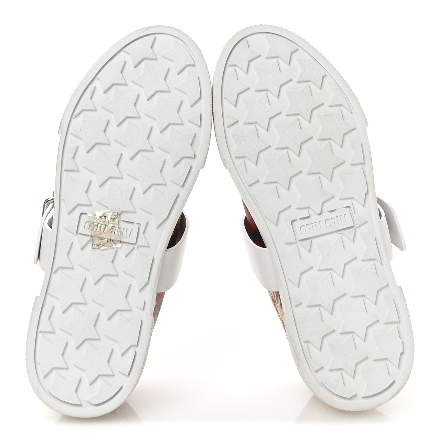 Calfskin Floral Print Low Top Sneakers 35 Multicolor