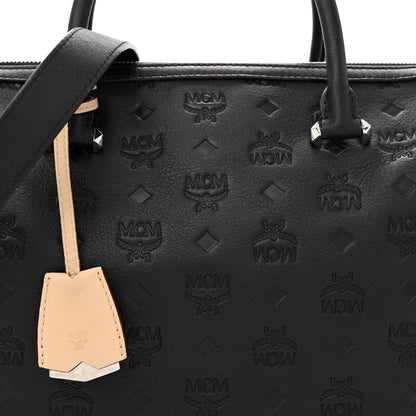 MCM Calfskin Ottomar Monogram Essential Boston Bag Black 7 of 12