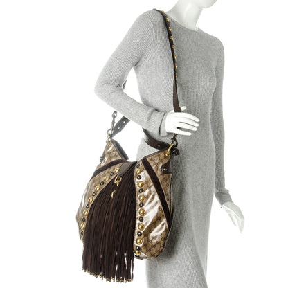 Gucci Crystal Monogram Fringe Babouska Hobo 2 of 8