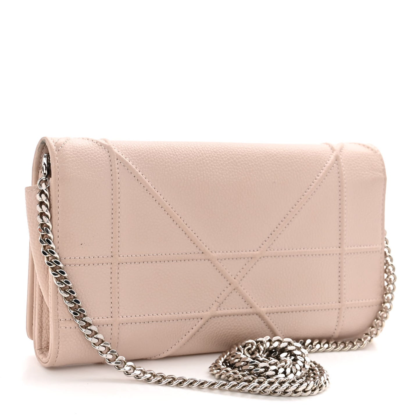 Grained Calfskin Diorama Croisiere Chain Wallet Rose Poudre