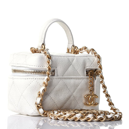 Chanel Caviar Quilted Mini Top Handle Vanity With Chain White 3 of 10